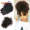 Short Kinky Curly Chignon avec queue de cheval à cordon de serrage